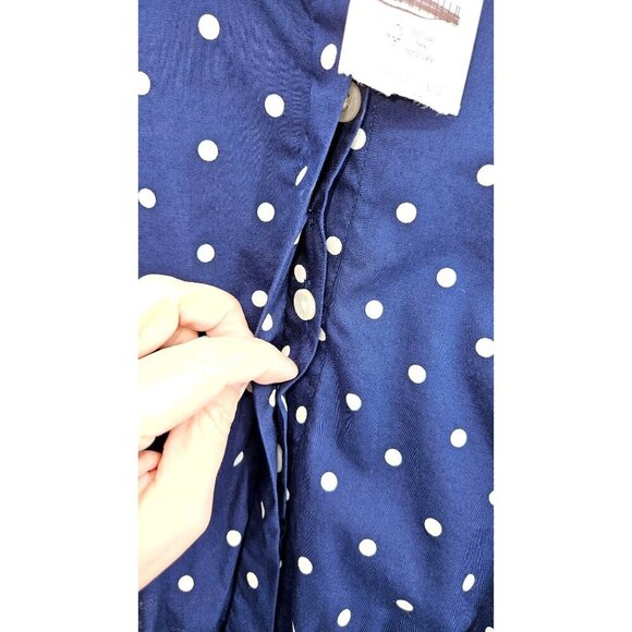 J Crew Short Sleeve Collared Mini Dress Polka Dots Navy Blue White Sz 10 NEW - Picture 8 of 13